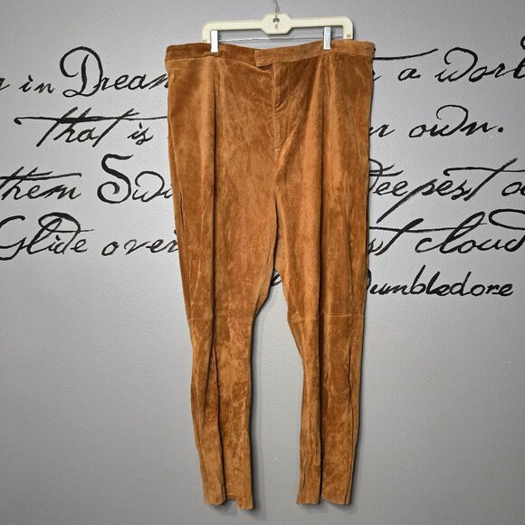 Bernardo Woman Tan Real Suede Washable Plus Size Pants, 26 - Picture 1 of 8